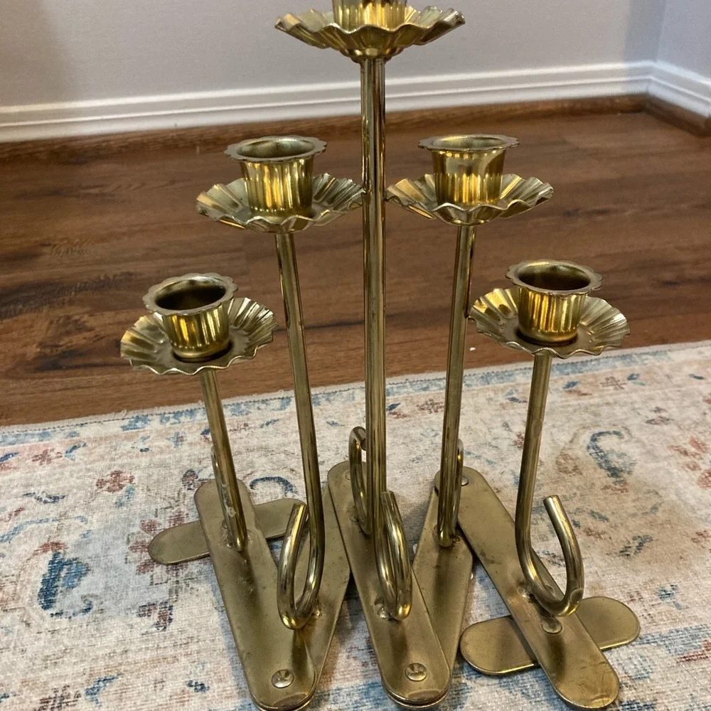 Accordion brass candle holder